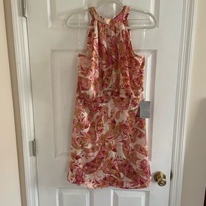 Lush Pattern Pink and Orange Halter Dress Size XL